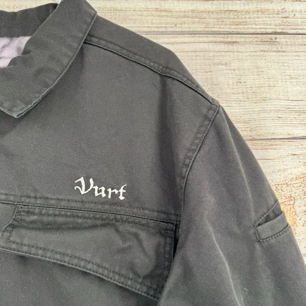 Vurt Full Zip Embroidered Bomber Jacket Men's Size XL Black Skate Surf